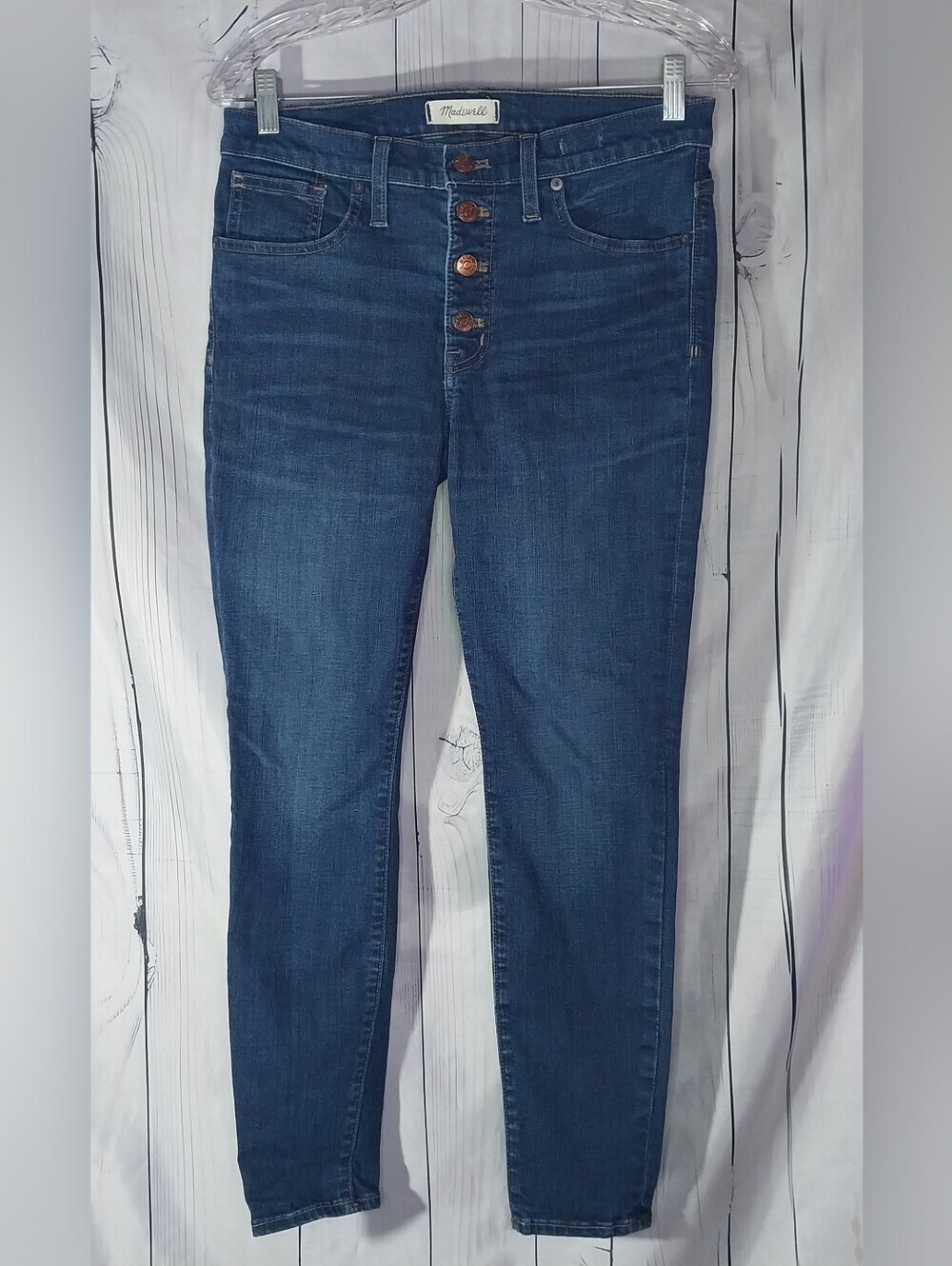 Madewell High-Rise 9" Button-Fly Skinny Classic Minimalist Ankle Dark Blue Jeans